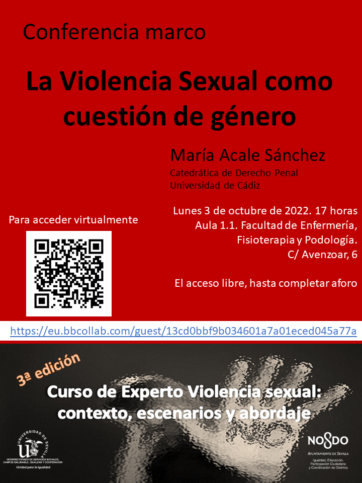 Cartel de la conferencia La Violencia Sexual como cuestión de género